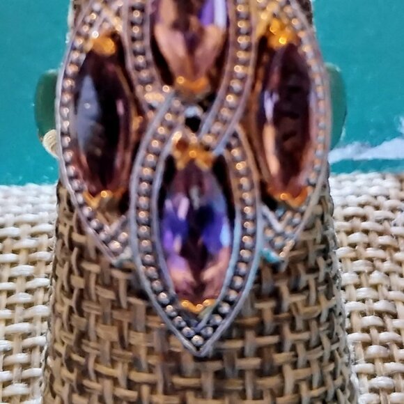 Ring, Size 8, Designed by Marcel Drucker, Amyethyst and Diamond Ring - Picture 2 of 3